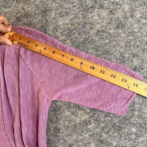 Eileen Fisher Cardigan Women’s XS Linen Cotton Open Front Short Sleeves Purple - Picture 8 of 8